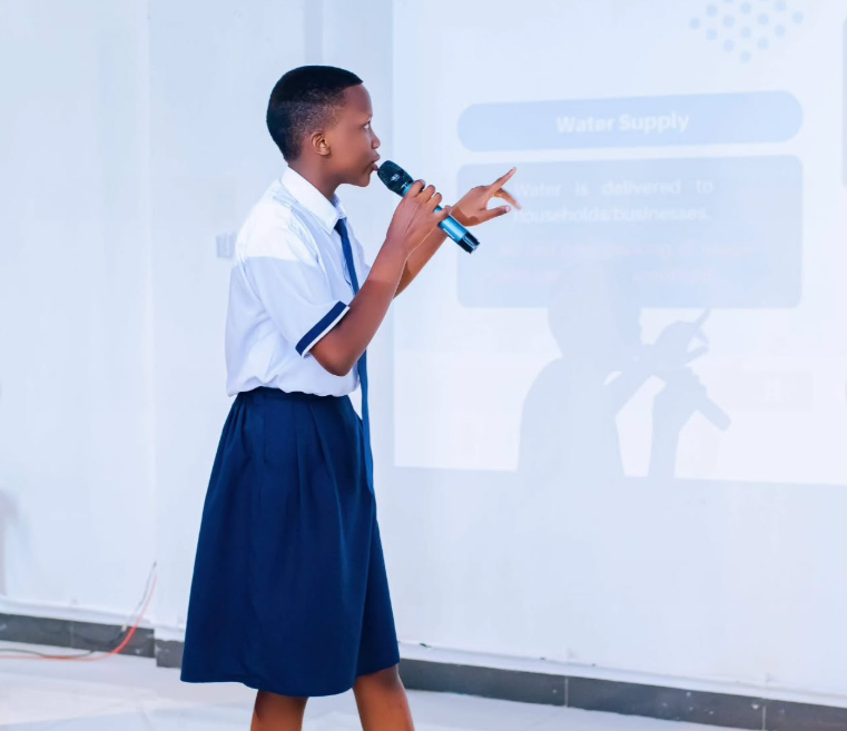 Student presenting